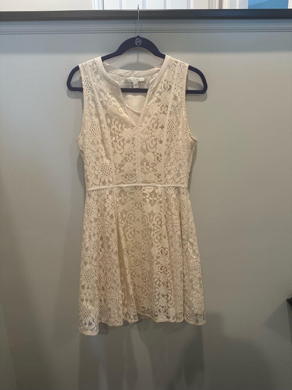 LC Lauren Conrad Cream Lace V-Neck Mini Dress